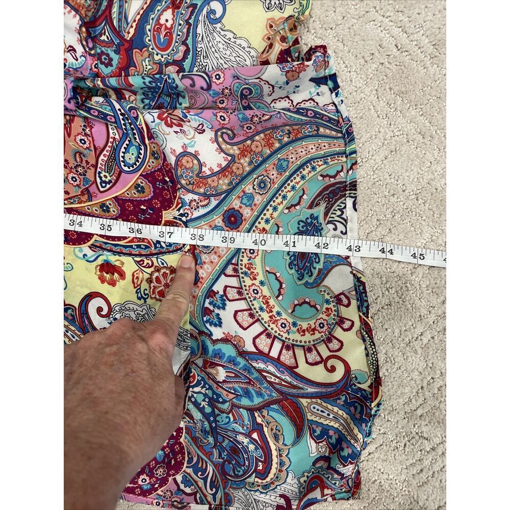 Spense Top Women 2XL Multicolor Paisley Tunic Button Up Sleeveless Shirt FLAW - Picture 7 of 11